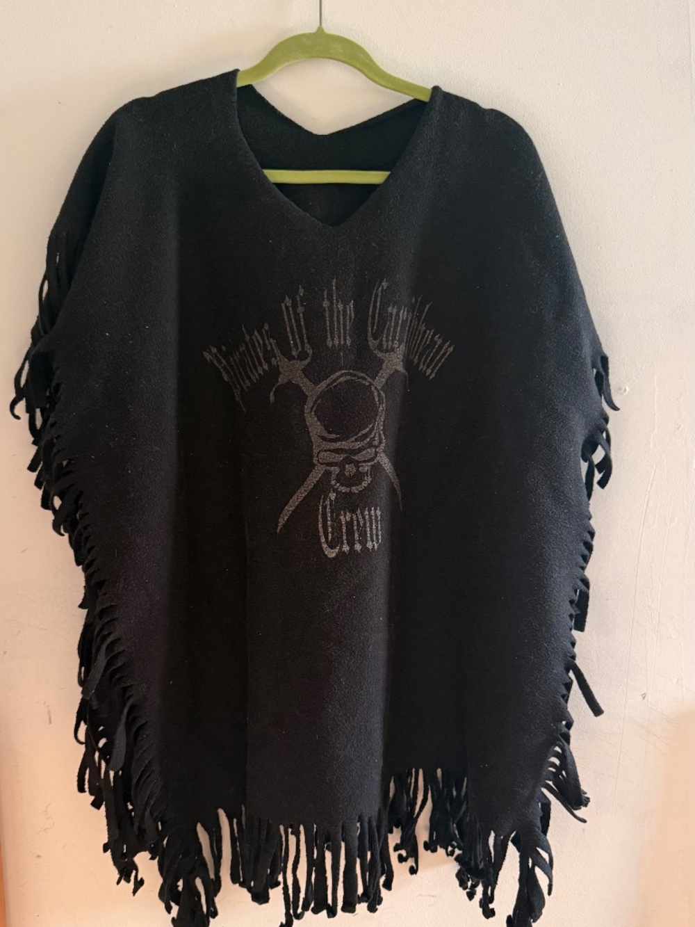 One-of-a-kind Pirates of the Caribbean Crew Black Fringe Poncho